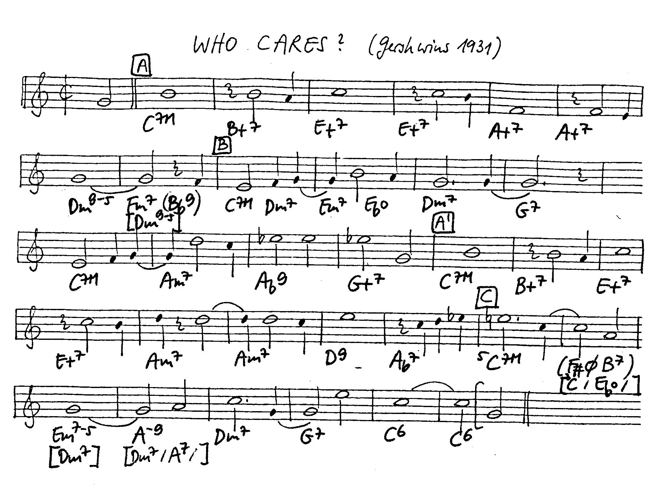 who cares free jazz leadsheet - Courtesy of the Jungle Jazz Band